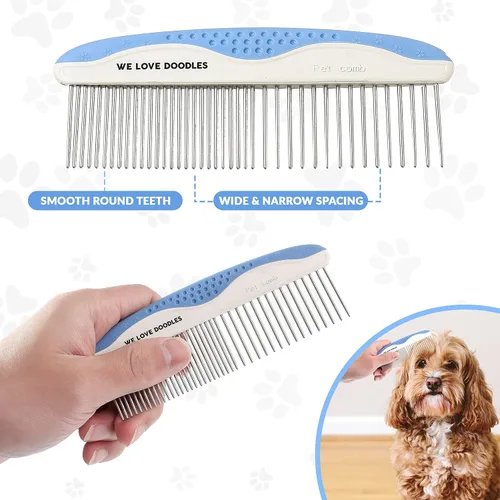 Miniatura 9 de Peine de metal para aseo de perros Quita enredos y esteras Peines desenredantes para mascotas Desenredante para pelo enmarañado Mejor peine