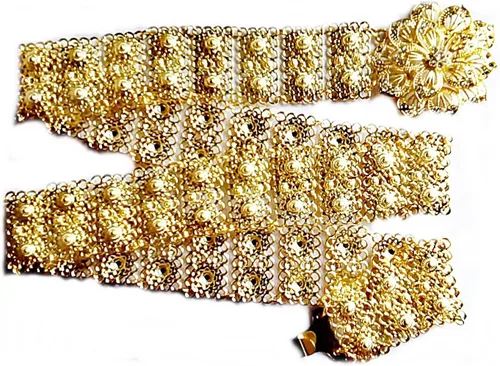 Miniatura 6 de Cinturón tailandés Placa de oro Piedra Blanca Joyería Cadena Vintage Rattanakosin Período Tailandia Traje Tradición Boda Mujeres Accesorio Para