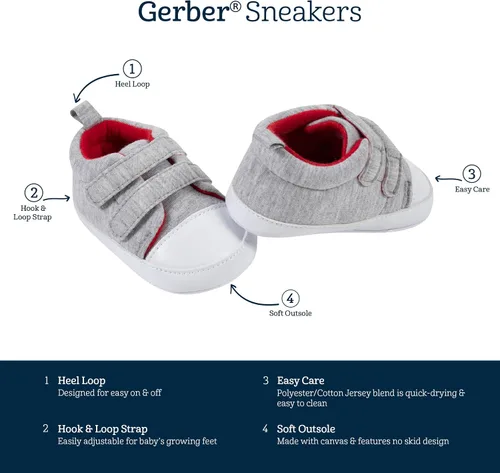 Miniatura 11 de Gerber Zapatillas unisex para bebé, zapatos de cuna para recién nacidos, niños y niñas