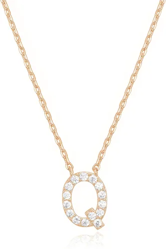 Miniatura 145 de PAVOI 14K White Gold Plated Cubic Zirconia Initial Necklace Letter Dainty Necklaces for Women