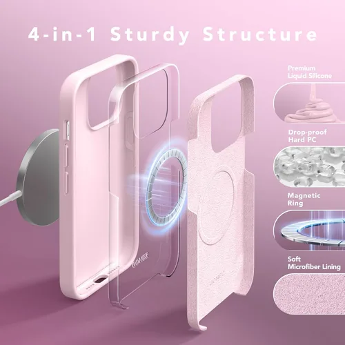 Miniatura 6 de GONEZ Funda de silicona para iPhone 14 Pro Max, compatible con MagSafe, con protector de pantalla + protector de lente de cámara, silicona líquida a