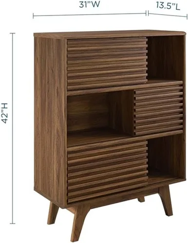 Miniatura 3 de Modway Render Soporte de Gabinete de Almacenamiento y Exhibición de Tres Niveles, Nogal