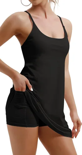 Vestido de tenis IUGA para mujer, vestido para entrenamiento y ejercicio con almohadillas de brasier y shorts, deportivo, de golf