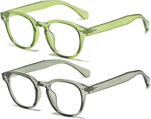 Miniatura 15 de Gafas Retro Redondas de Bloqueo de Luz Azul para Hombres y Mujeres, Montura Vintage sin Prescripción para Lectura de Computadora