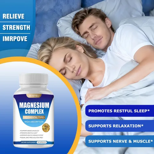 Miniatura 5 de Suplemento Complejo de Magnesio 8 Elemental 1000mg Suplemento de magnesio con glicinato, malato, citrato Sueño, relajación, huesos y músculos