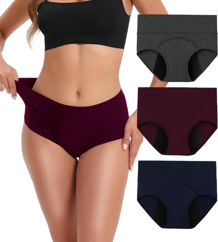 Miniatura 6 de INNERSY Ropa Interior para Período Menstrual para Mujeres, Antiderrames, de Cintura Alta, de Algodón, Pack de 3