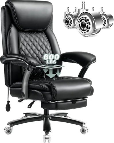 Miniatura 14 de Silla de oficina grande de servicio pesado de 600 libras con brazos abatibles 5D, cómoda silla de escritorio ejecutiva grande y alta con cojín