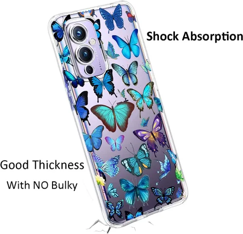 Miniatura 6 de Unov Funda diseñada para OnePlus 9 5G, funda transparente con [patrón antideslizante en relieve], protección delgada a prueba de golpes