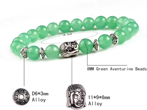 Miniatura 3 de Joya brazalete con gemas redondas de 8 mm, brazalete para los chacras, regalo de cumpleaños