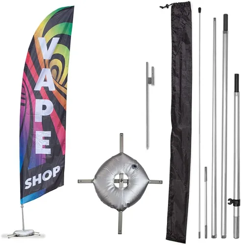 Miniatura 8 de Vispronet Vape Shop - Kit de bandera de plumas – Juego de mástil de bandera Swooper de 13.5 pies, punta de tierra, base cruzada y bolsa