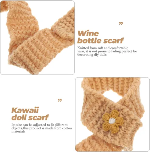 Miniatura 4 de EXCEART 10pcs Mini bufanda decorativa ajustable muñeca bufanda para botella de vino DIY proyectos favores Kawaii muñeca accesorios Caqui