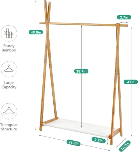 Miniatura 6 de Jotsport Estante plegable de bambú para niños, con almacenamiento Farbico, pequeño armario abierto para sala de juegos, guardería, baby shower