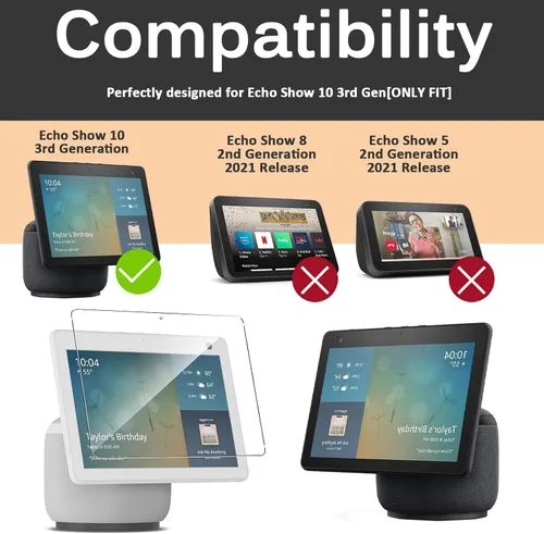 Miniatura 2 de Miimall Protector de pantalla compatible con Echo Show 10, película de vidrio templado, HD, transparente, duro, antiarañazos, ultrafino