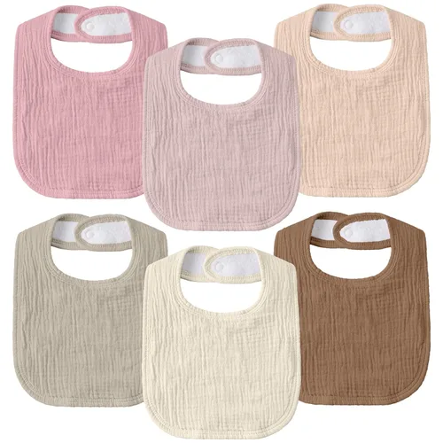 Miniatura 10 de Baberos de muselina para bebé, paquete de 8, baberos para babear y dentición para bebé, absorbentes, suaves de algodón orgánico, babero ajustable