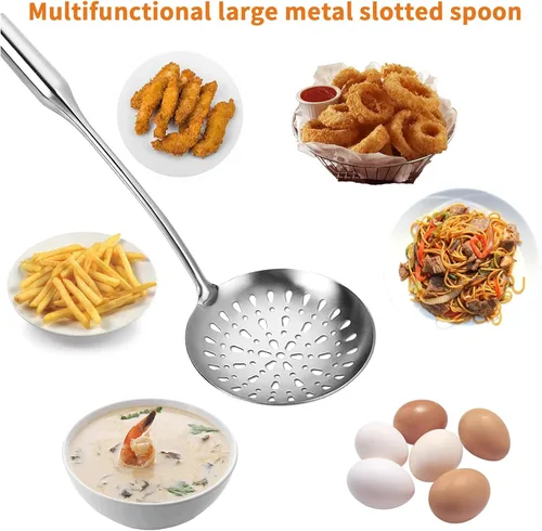 Miniatura 4 de TBWHL Espumadera Cuchara Ranurada, Cucharas Ranuradas para Cocinar, Cuchara Ranurada de Acero Inoxidable 304 Resistente con Mango Ergonómico al