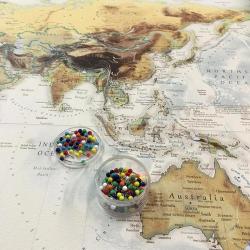 Miniatura 8 de Mapa de viaje del mundo personalizado con alfileres, lienzo estirado de pared grande, póster enrollado o mapa enmarcado, mapas del mundo para pared
