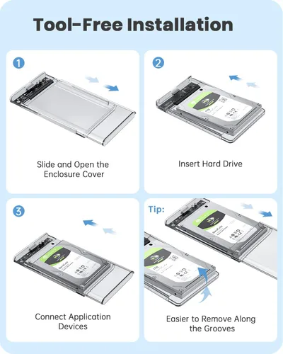Miniatura 2 de POSUGEAR Caja externa para disco duro de 2.5 pulgadas, 6Gbps USB C 3.1 Gen 2 a SATA III sin herramientas, caja externa transparente para SSD HDD