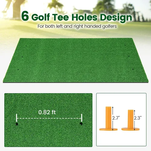 Miniatura 3 de Tangkula Tapete de golf para golpe, tapete de césped artificial para práctica de golf interior/exterior, incluye 2 camisetas de goma y 2 palos