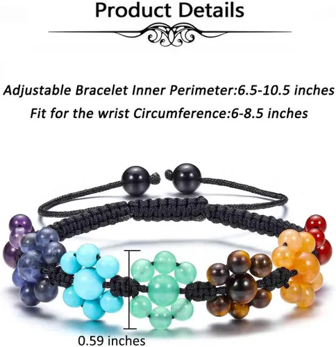 Miniatura 6 de TOP PLAZA - Pulsera de cuentas de chakras con 7 cristales curativos para yoga, meditación, relajación, ansiedad, para hombre y mujer
