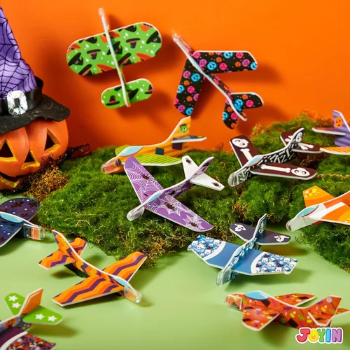 Miniatura 7 de JOYIN 48 aviones planeadores de espuma de Halloween para niños, planeadores de aviones de papel volador, juguetes a granel para regalos de fiesta