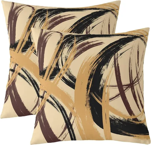 Miniatura 38 de Juego de 2 fundas de almohada abstractas de 16 x 16 pulgadas para niños, niñas, adolescentes, decoración de dormitorio, moderna a rayas, decoración