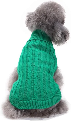 Miniatura 34 de Suéteres tejidos para perros pequeños, sudadera cálida para mascotas y gatos, ropa de invierno, suéter para gatitos y cachorros (Grande, azul claro)