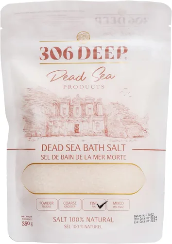 306 Sales profundas del mar muerto para remojo – 12.35 oz de 0.039-0.079 in, baño de sal del mar muerto 100% para hombres y mujeres, minerales de