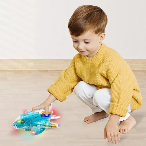 Miniatura 2 de ArtCreativity Juguete de avión transparente iluminado para niños pequeños de 1 a 3 años, divertido juguete de avión para niños de 3 a 5 años