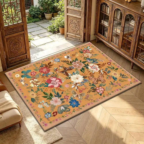 Miniatura 38 de Ukeler - Alfombra rústica con diseño floral para sala, dormitorio, comedor, Country rústico, Azul (luxury blue)