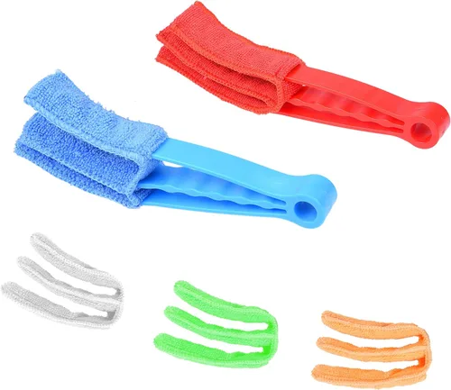 Miniatura 2 de Limpiador de persianas de ventana, 2 abrazaderas y 5 fundas extraíbles, herramienta de limpieza ideal para persianas, persianas, persianas
