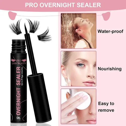 Miniatura 4 de Sellador Overnight Sealer para pestañas en grupo que te puedes aplicar tu misma. Prolonga la duración de tus extensiones 14 días y es fácil