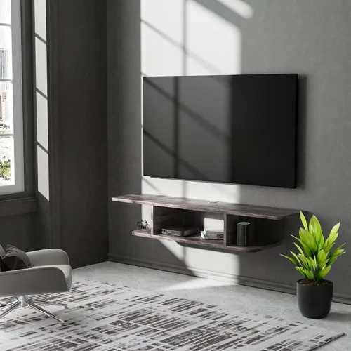 Miniatura 5 de GHC Soporte flotante para TV, centro de entretenimiento montado en la pared y estante de gabinete, consola de TV con almacenamiento, consola Gris