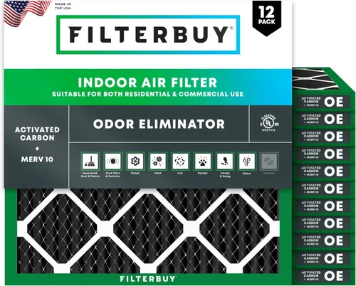 Miniatura 10 de Filterbuy Filtro de aire MERV 8 de 20 x 25 x 1 pulgadas (paquete de 12), filtros de aire plisados para calefacción, calefacción, aire acondicionado