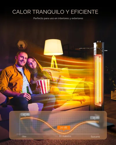 Miniatura 3 de Encyclpo - Calentador de patio para uso al aire libre, 1500 W, infrarrojo, torre portátil de 36 pulgadas, 3 niveles, impermeable IPX5, protección