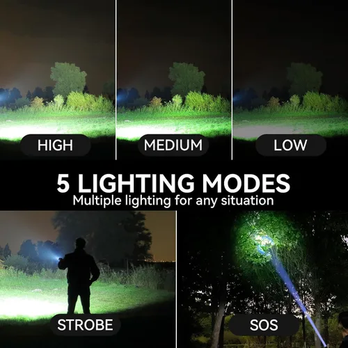 Miniatura 4 de Linternas Recargables de 90,000 Lúmenes Altos, Paquete de 2 Linternas LED Súper Brillantes con 5 Modos, Linterna de Alta Potencia para el Hogar