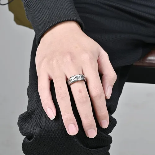 Miniatura 5 de Anillo de runas vikingas nórdicas vintage de 0.315in con símbolo de runa nórdica, anillos celta de acero inoxidable, anillos para el pulgar