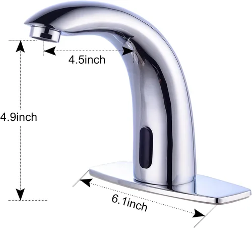 Miniatura 6 de Grifo automático para lavabo de baño sin contacto, grifo con sensor activado por movimiento, grifo comercial manos libres con cubierta de orificio