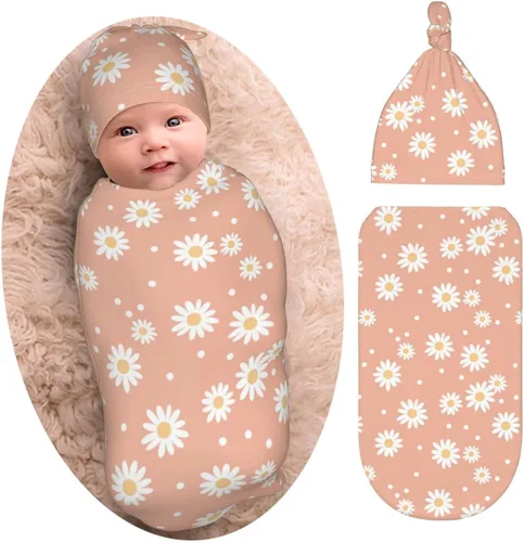Miniatura 16 de Burrito Taco Tortilla Manta para recién nacido con juego de gorro, suave y elástica, manta de bebé, regalo divertido para baby shower de niños
