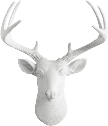 Cabeza de ciervo de Wall Charmers. Busto de cabeza falsa. Animal metálico de resina, falso. Taxidermia decorativa. Decoración de ciervo de