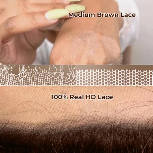 Miniatura 2 de 2x6 con aspecto de piel Chocolate Brown de cabello humano con cierre de encaje HD Real de 0.095mm ultradelgado, 15A, cabello brasileño ondulado