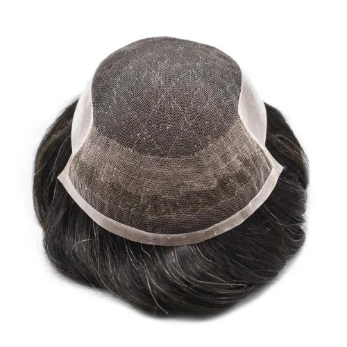 Miniatura 4 de Toupee Hair System For Men Real Human Hair Swiss Lace Mens Toupee Men Hair Replacement System Natural Hairline Mens Hairpieces 6X8"-80% light
