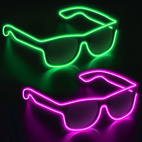Miniatura 15 de YouRfocus Gafas inalámbricas con luz LED que brillan en la oscuridad, gafas de neón para fiestas rave, EDM, Halloween, Navidad (verde)