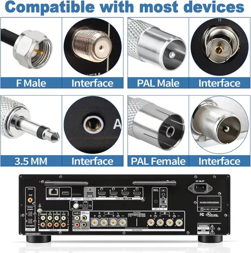 Miniatura 3 de Bingfu Antena dipolo de radio FM para receptor estéreo interior Pioneer Onkyo Yamaha Marantz Bose Wave Sistema de música FM Radio FM Receptor