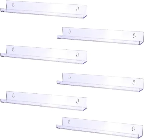 Miniatura 6 de Sooyee Paquete de 6 estantes flotantes invisibles de acrílico de 7 pulgadas para habitación de niños, estante de pared moderno para almacenamiento