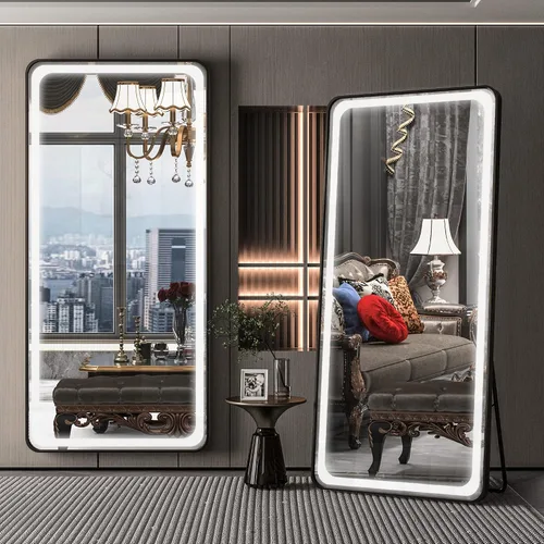 Miniatura 34 de Hasipu - Espejo de cuerpo entero con luces, 56 x 16 pulgadas, espejo de pie con led para montaje en pared para sala de estar, dormitorio y Negro