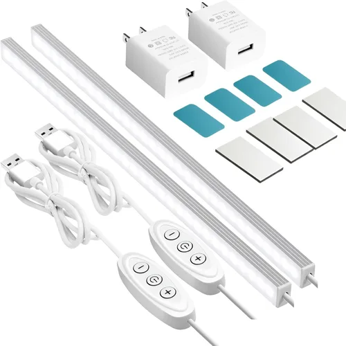 Miniatura 9 de GLVSAE Luces para debajo del gabinete, barra de luz enchufable de 12 pulgadas, luz LED de armario, luz blanca fría de 6000 K, barra de luz regulable