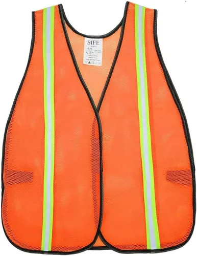 SIFE 1 chaleco de seguridad reflectante de alta visibilidad, hecho de tela de malla transpirable y naranja neón, peso ligero para hombre y mujer