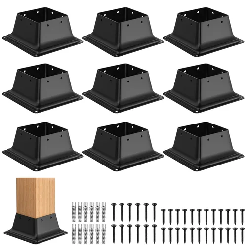 Miniatura 11 de FMhotu 4x4 Base de poste 2 piezas, soporte de poste de acero recubierto en polvo resistente de 3.6"x3.6" interno, adecuado para poste de madera