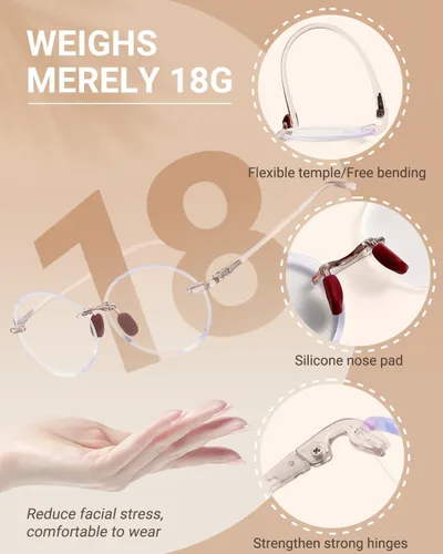 Miniatura 5 de TERAISE Gafas de lectura sin montura para mujer, paquete de 3 lentes de lectura con bloqueo de luz azul, lector ultraligero sin marco