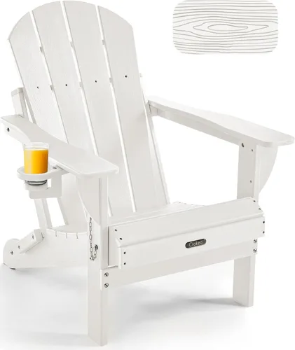 Miniatura 37 de Ciokea Silla Adirondack plegable con textura de madera, silla Adirondack para patio, resistente a la intemperie, silla de plástico para hoguera